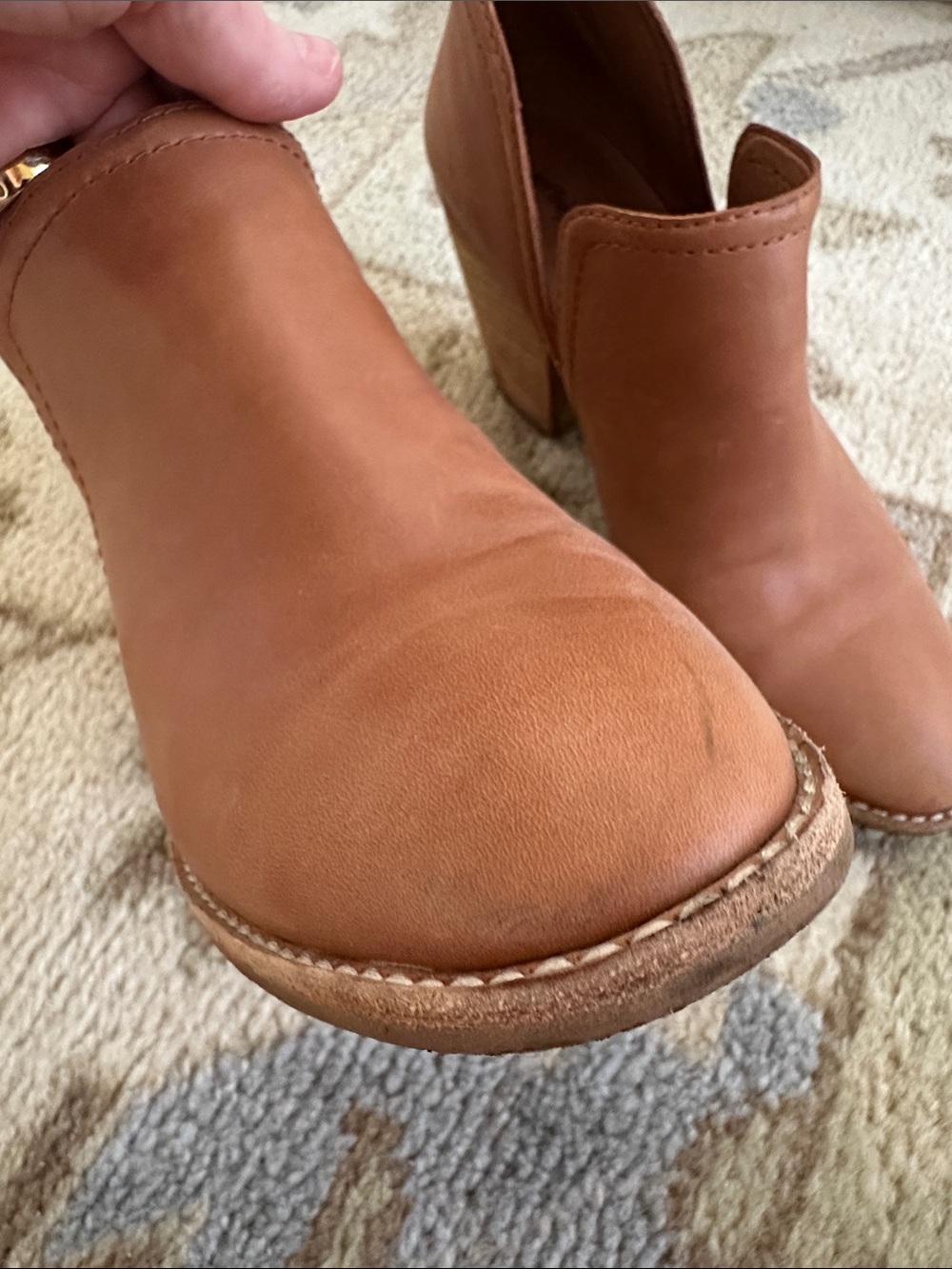 Jeffrey Campbell Tan Leather Block Heel Ankle Booties - Picture 6 of 8